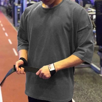 Vasaras vīriešu brīvas kokvilnas elpojošs T-krekls ar īsām piedurknēm fitnesa sporta T-krekls Fitnesa T-krekls