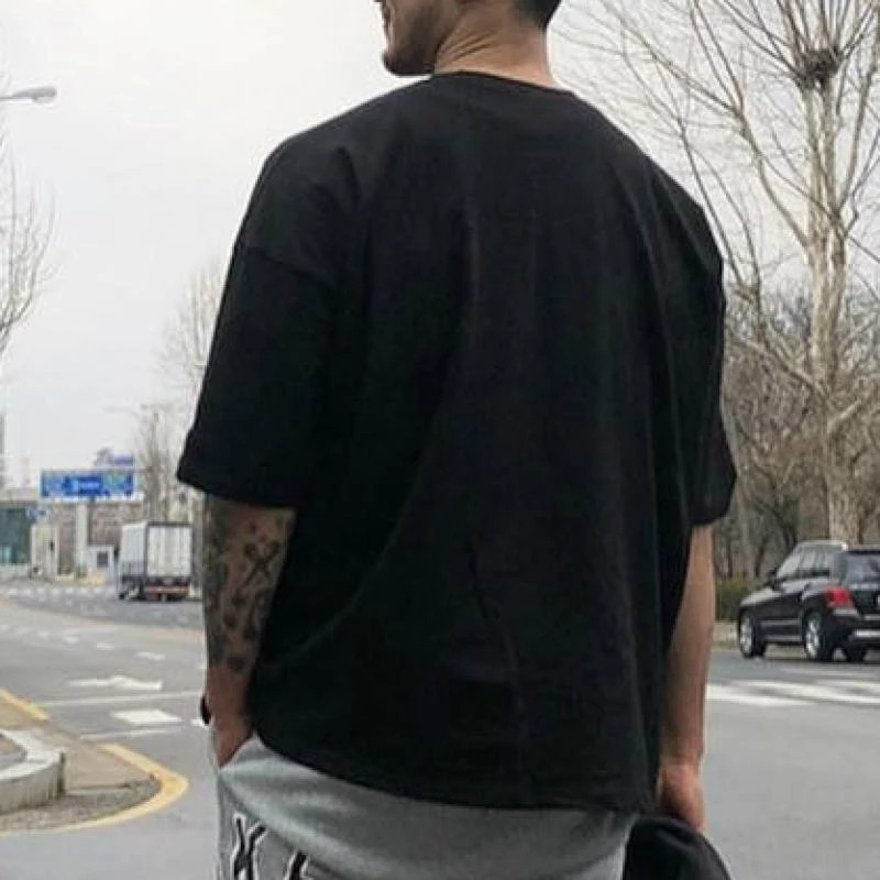 Vasaras vīriešu brīvas kokvilnas elpojošs T-krekls ar īsām piedurknēm fitnesa sporta T-krekls Fitnesa T-krekls