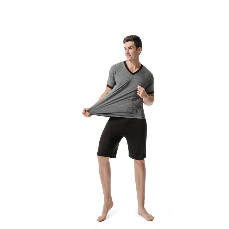 Modāls vīriešu divdaļīgs vasaras pidžamas mājas apģērbs Vīriešu šorti ar īsām piedurknēm, tievs lielais jards brīvā laika uzvalks