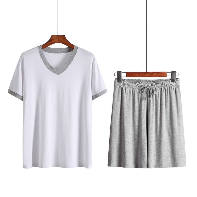 Modāls vīriešu divdaļīgs vasaras pidžamas mājas apģērbs Vīriešu šorti ar īsām piedurknēm, tievs lielais jards brīvā laika uzvalks