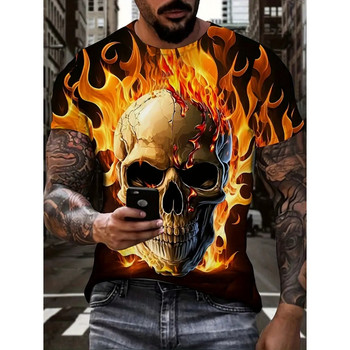 Модна тениска с 3D щампа на черепа за мъже, хип-хоп, пънк Harajuku Streetwear, летни горещи разпродажби, тениска с къс ръкав, ежедневна свободна горна част с О-образно деколте