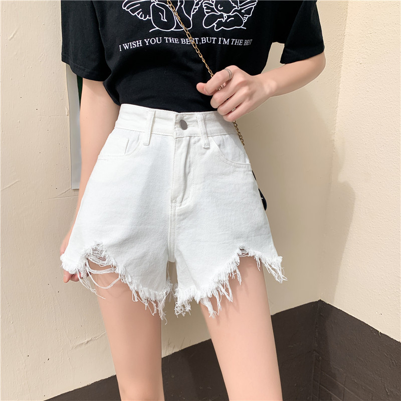 S-5xl Γυναικείο τζιν σορτς από ακατέργαστη άκρη, Καλοκαιρινό ταιριαστό Μίνι τζιν με ψηλόμεσο γυναικείο σορτς σε συνθετικό μέγεθος