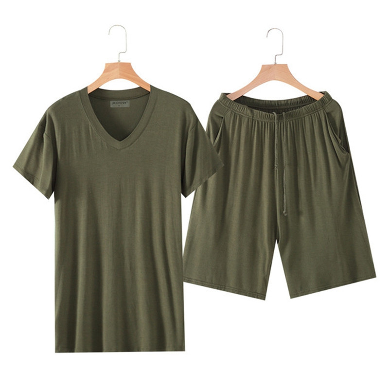Νεωτεριστικά Ρούχα Summer Modal Ανδρικά Σετ κοντομάνικα Πιτζάμες Ανδρικά Σετ Πυτζάμες Μασίφ Λεπτή Πυτζάμα Ανδρικά Πυτζάμες Κοστούμι για το σπίτι