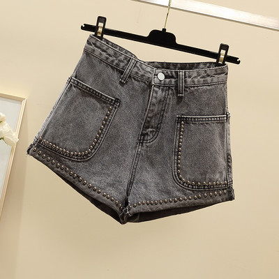 Sieviešu džinsu šorti Eleganti pērļoti ar lielu kabatu ar augstu vidukli Džinsi 2024. gada vasaras jauni, brīvi liela izmēra, platu kāju karstās bikses S-5XL