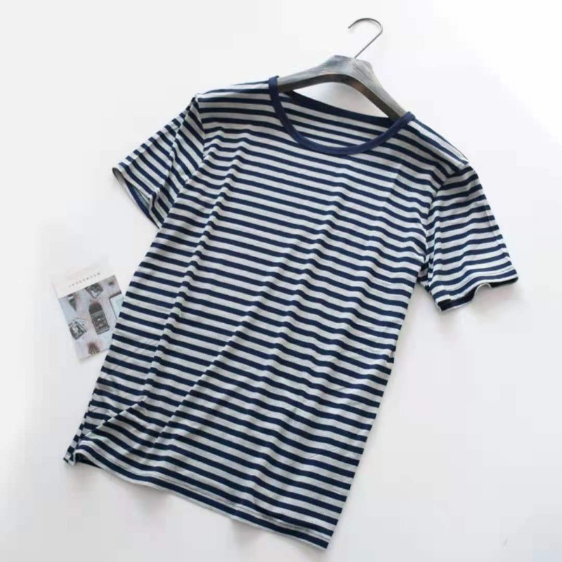 Vīriešu atpūtas apģērbs Vasaras plānas modālas svītras īsām piedurknēm šorti Ērts pidžamu komplekts ar O veida kakla izgriezumu, vienkārša un ērta pidžama 2gab.