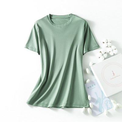 Modes sieviešu T krekli O kakla kokvilnas T-krekls Modal Zīdkoka zīda Top Tees Sieviešu V kakla īsie T-krekli Vienkrāsaini YFZ0005