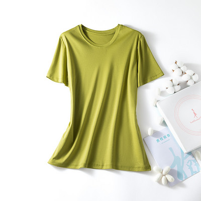 Modes sieviešu T krekli O kakla kokvilnas T-krekls Modal Zīdkoka zīda Top Tees Sieviešu V kakla īsie T-krekli Vienkrāsaini YFZ0005