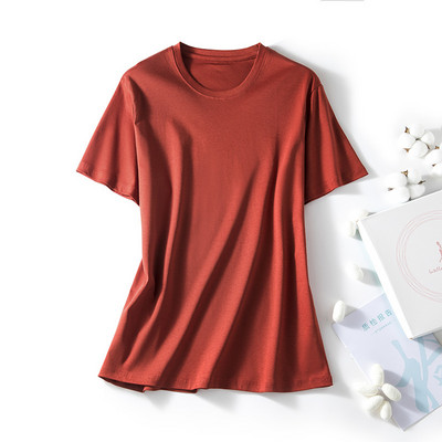 Modes sieviešu T krekli O kakla kokvilnas T-krekls Modal Zīdkoka zīda Top Tees Sieviešu V kakla īsie T-krekli Vienkrāsaini YFZ0005