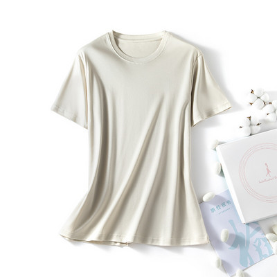 Modes sieviešu T krekli O kakla kokvilnas T-krekls Modal Zīdkoka zīda Top Tees Sieviešu V kakla īsie T-krekli Vienkrāsaini YFZ0005