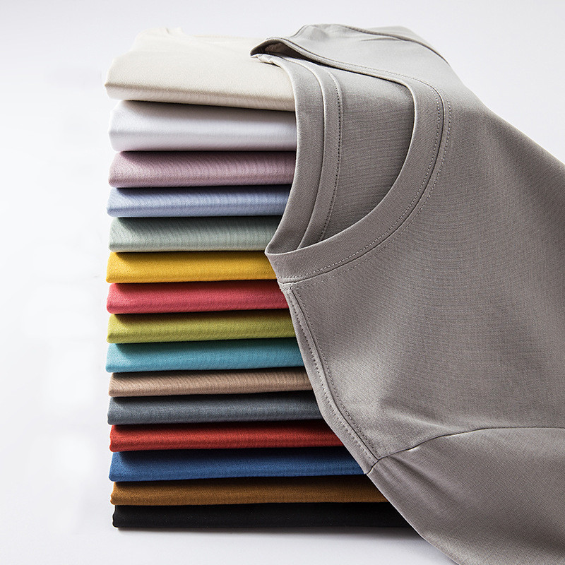 Modes sieviešu T krekli O kakla kokvilnas T-krekls Modal Zīdkoka zīda Top Tees Sieviešu V kakla īsie T-krekli Vienkrāsaini YFZ0005