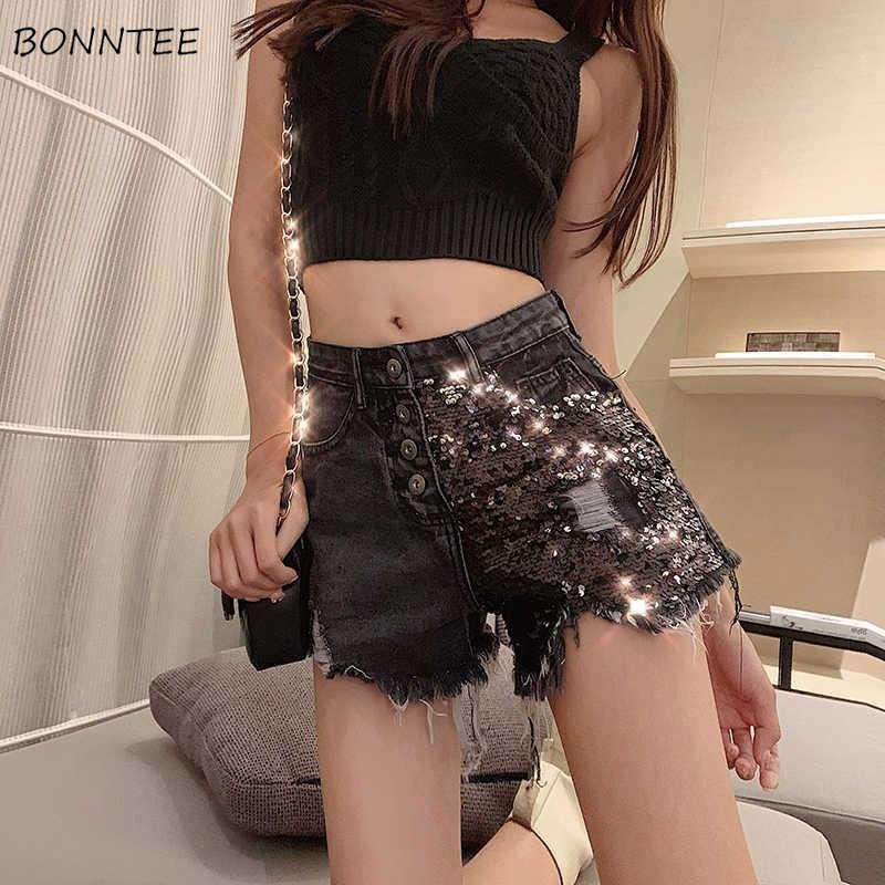 Džinsu šorti Sieviešu fliteļi Vasarā ar augstu vidukli brīvi, vispiemērotākie, plati kāju pušķi Karsti, vienkārši korejiešu stila saplēsti apģērbi S-5XL sievietēm