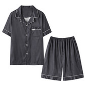 Pijamas Hombre Big Yards 4XL pidžamas vīriešiem īsām piedurknēm bikses pidžamas vīriešu zīda satīna ķīniešu pidžamas vīriešu ikdienas mājas uzvalks