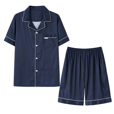 Pijamas Hombre Big Yards 4XL pidžamas vīriešiem īsām piedurknēm bikses pidžamas vīriešu zīda satīna ķīniešu pidžamas vīriešu ikdienas mājas uzvalks