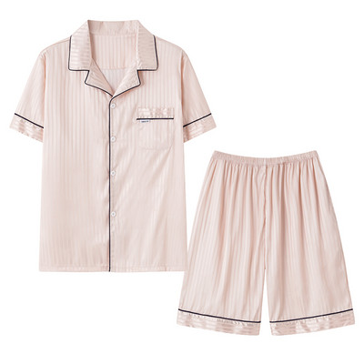 Pijamas Hombre Big Yards 4XL pidžamas vīriešiem īsām piedurknēm bikses pidžamas vīriešu zīda satīna ķīniešu pidžamas vīriešu ikdienas mājas uzvalks