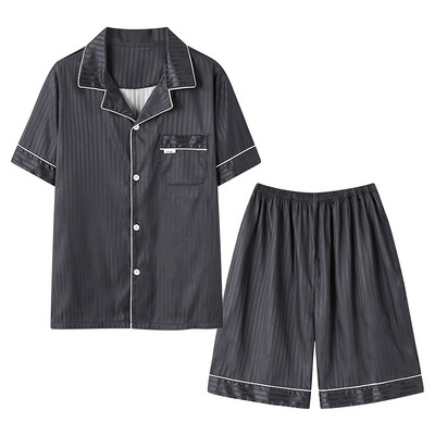 Pijamas Hombre Big Yards 4XL pidžamas vīriešiem īsām piedurknēm bikses pidžamas vīriešu zīda satīna ķīniešu pidžamas vīriešu ikdienas mājas uzvalks