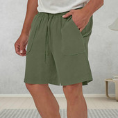 2024 Nove muške pamučne lanene kratke hlače Muške ljetne prozračne jednobojne lanene hlače Fitness Streetwear S-3XL