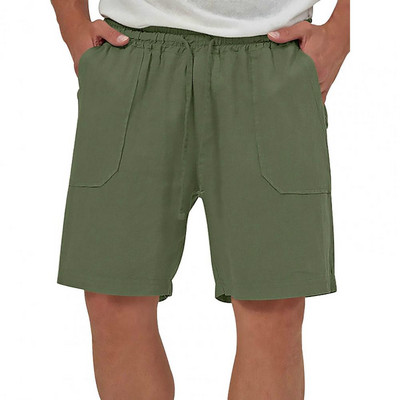 2024 Nove muške pamučne lanene kratke hlače Muške ljetne prozračne jednobojne lanene hlače Fitness Streetwear S-3XL