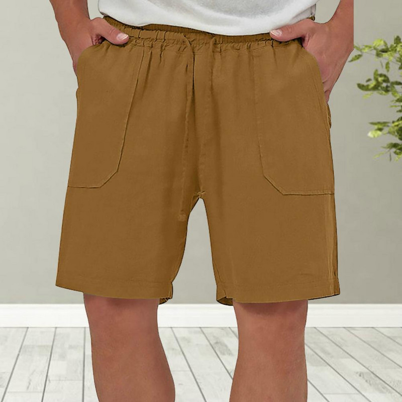 2024 Nove muške pamučne lanene kratke hlače Muške ljetne prozračne jednobojne lanene hlače Fitness Streetwear S-3XL