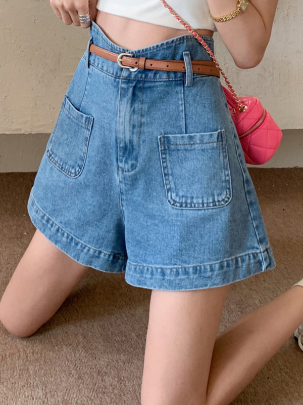 S-5XL Džinsu šorti Sieviešu šaura kabata ar augstu vidukli Vienkāršas bikses Vienkāršas Brīvā laika Solītas Vasaras Moderns Ielu apģērbs Korejiešu Stils Šiks