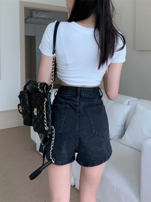 S-5XL džinsu šorti sievietēm vasarā, retro, plāni, moderni ielu apģērbi koledžas studentiem, japāņu stila kabatas virs ceļgaliem