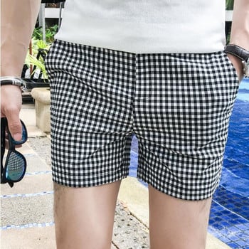 2023 Летни ежедневни карирани мъжки къси панталони Мъжки плажни шорти Памук Slim Fit Мъжки къси панталони Homm Brand Clothing Short Masculino S-3XL