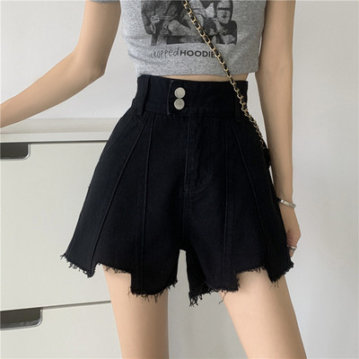 Sieviešu džinsa šorti S-5XL Neregulāri estētiski vasaras maisi ielu apģērbi Tīri korejiešu stila plāni, seksīgi, platām kājiņām, ikdienišķs vintage ikdienas apģērbs