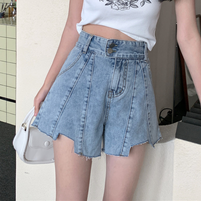 Sieviešu džinsa šorti S-5XL Neregulāri estētiski vasaras maisi ielu apģērbi Tīri korejiešu stila plāni, seksīgi, platām kājiņām, ikdienišķs vintage ikdienas apģērbs