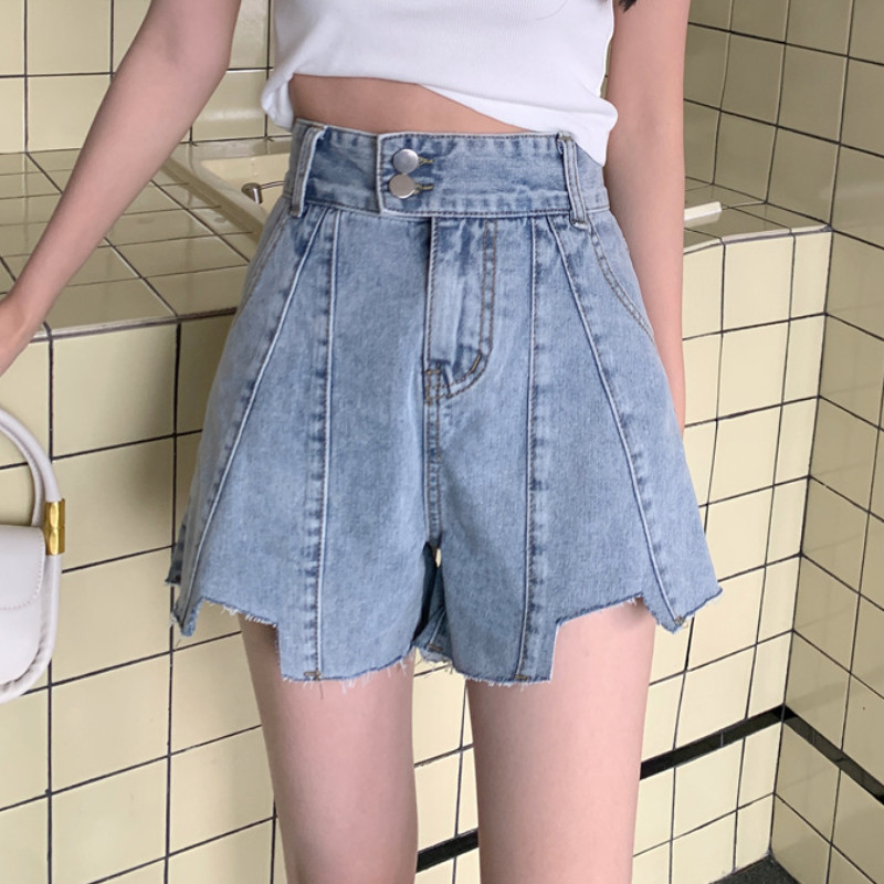 Sieviešu džinsa šorti S-5XL Neregulāri estētiski vasaras maisi ielu apģērbi Tīri korejiešu stila plāni, seksīgi, platām kājiņām, ikdienišķs vintage ikdienas apģērbs