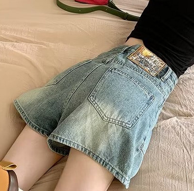 S-5XL Džinsu šorti Sievietēm Vasaras Kabatas Vintage Vispārpiemērots Skolniecei Ērta Mode Atpūta Vienkāršs Augsts viduklis Solid Basic