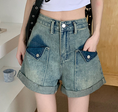 S-5XL traper kratke hlače Ženske džepove visokog struka s gradijentnom bojom Moda u svim kombinacijama Elegantna jednostavna Školarka Slobodno vrijeme Korejski stil Chic