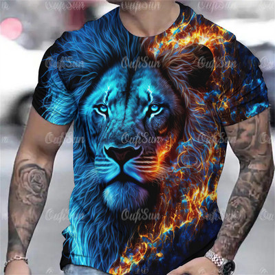 Tigrismintás póló 3D Állat Férfi Ingek Nyári Rövid ujjú Férfi Pulóver Túlméretes felsők Pólók Férfi Ruházat