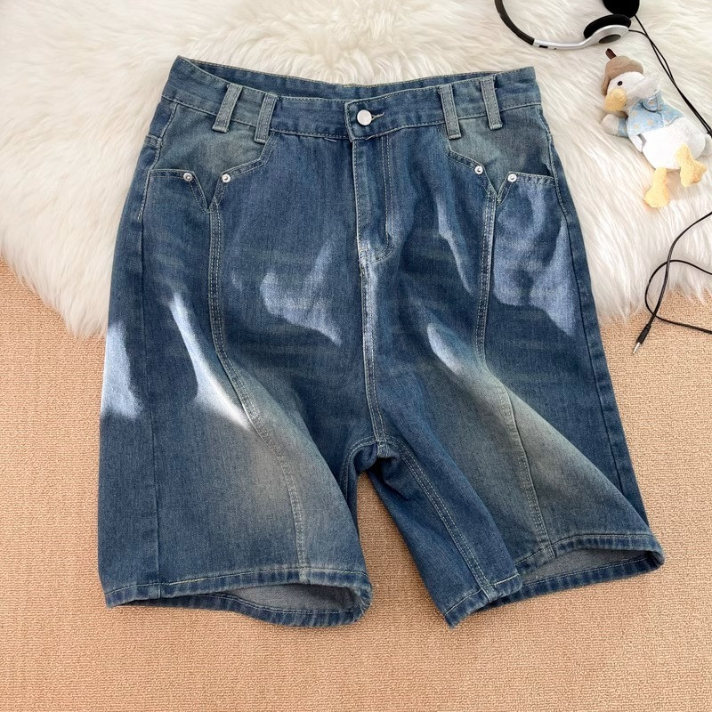 Mosott rövidnadrág Férfi S-3XL Farmer nadrág Amerikai utcai ruházat divat nyári Y2k ruhák jóképű vintage tinik dinamikus egyenes