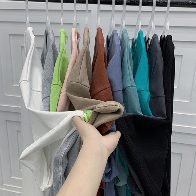 Kvalitatīvs 7,4 unces 220 gsm T-krekls ar nolaižamiem pleciem vīriešiem Liela izmēra īsām piedurknēm vasaras kokvilnas topi vienkrāsains ikdienas vīriešu T-krekli