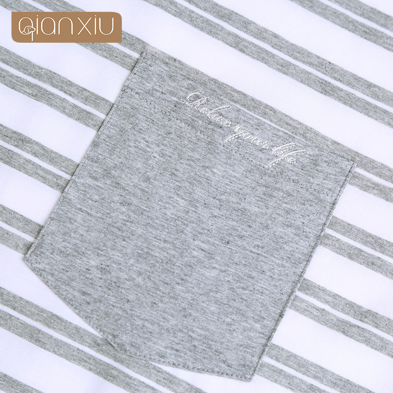 Svītrainas vīriešu pidžamas Vīriešu svītrains trikotāžas kokvilnas mājas uzvalks vasaras mājai Vienkārša stila vīriešu pidžamas svītraina vīriešu pidžama