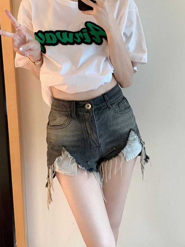 S-5XL šorti sievietēm Asimetriski Retro, plāni, seksīgi, vasaras karsti meitenēm, radošums, ielas apģērbs, jauns ikdienišķs, universāls impērijas džinsa audums Ulzzang