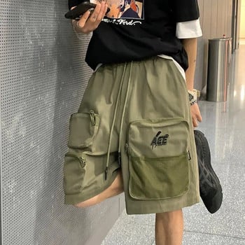 Мъжко облекло Карго къси панталони с много джобове Мъжки широки улични дрехи Tide Лято 2023 г. Нови ежедневни панталони Корейски универсални къси Homme