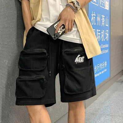 Vīriešu apģērbi Daudzkabatu kravas šorti Vīriešu somā ielu apģērbi Tide Summer 2023 Jaunas ikdienas bikses korejiešu universālas Short Homme