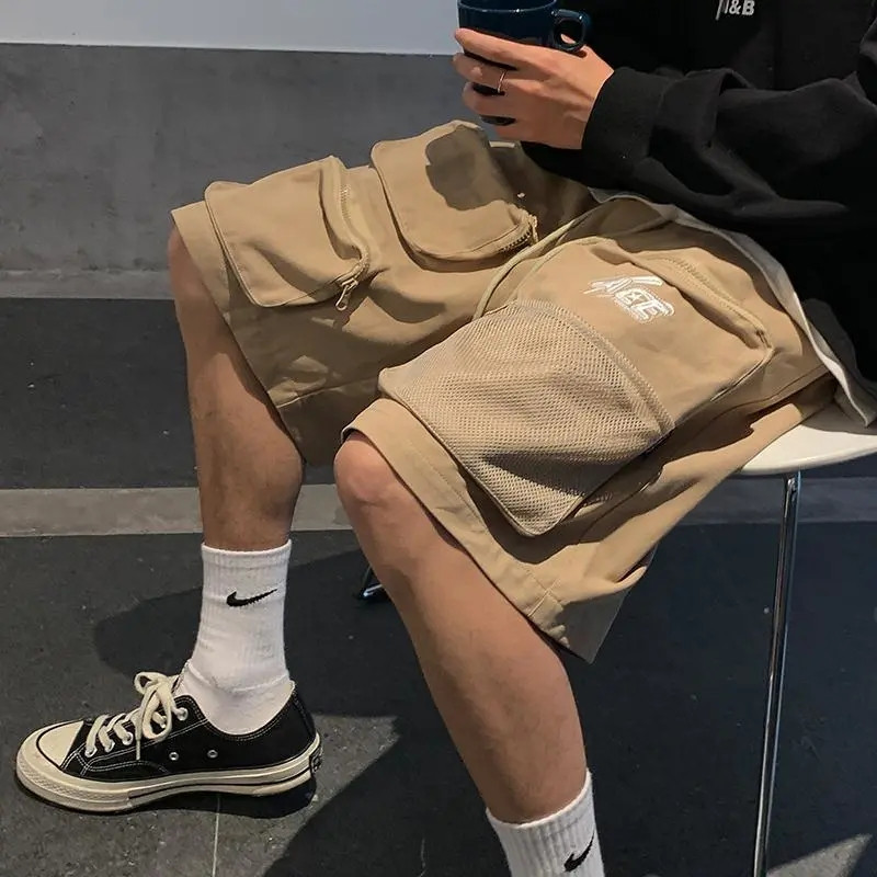 Vīriešu apģērbi Daudzkabatu kravas šorti Vīriešu somā ielu apģērbi Tide Summer 2023 Jaunas ikdienas bikses korejiešu universālas Short Homme