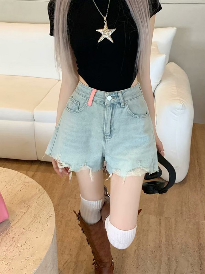 Magas derekú, női rövidnadrág S-5XL Egyszerű, szüret, farmer nyári, minden meccsre alkalmas ruházat, alapfelszereltség, akciós iskoláslányok, koreai újdonságok