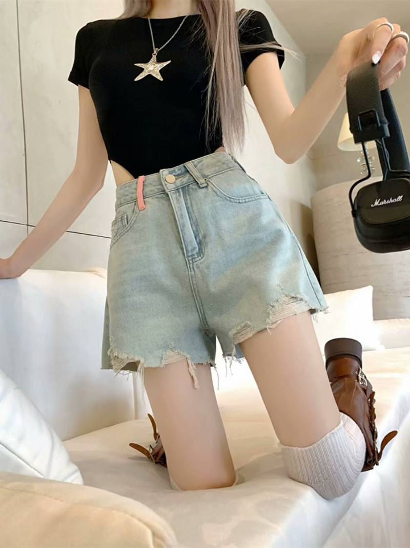 Magas derekú, női rövidnadrág S-5XL Egyszerű, szüret, farmer nyári, minden meccsre alkalmas ruházat, alapfelszereltség, akciós iskoláslányok, koreai újdonságok