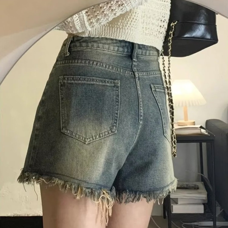 S-5XL Džinsu šorti Sievietēm Vasaras šiks Skolnieces Hotsweet Pušķu dizains Vintage Hot Sales Apģērbs Y2k Populāra korejiešu mode