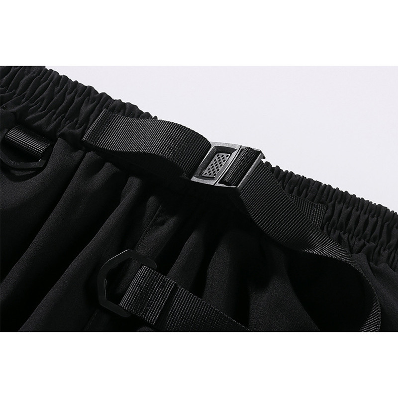 Suvised jääsiidist lühikesed püksid meeste pandlaga vöö vintage mitme taskuga elastne vöökohaga töö lühikesed püksid kiiresti kuivavad Capris püksid mood tänavarõivad