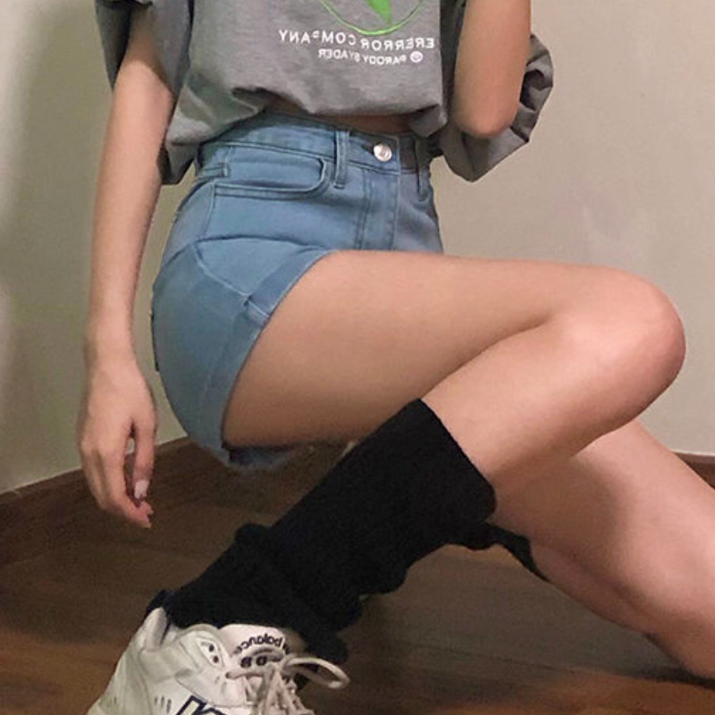 Naised kõhnad lühikesed püksid S-5XL Denim Hotsweet Summer Kõik sobivad kõrge vöökohaga Vintage stiilsed tänavarõivad kolledž Lihtne mood seksikad tüdrukud