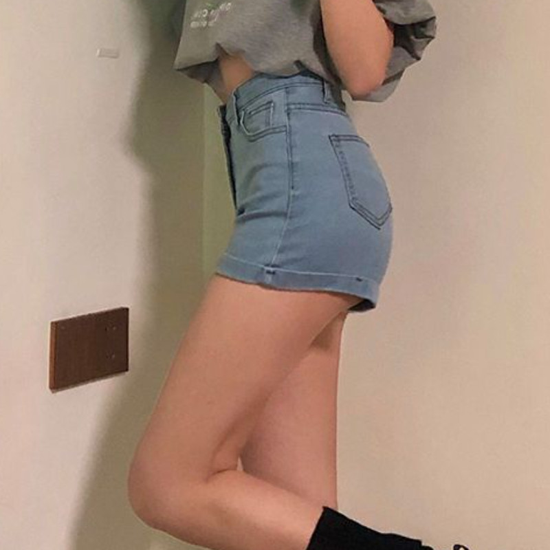 Naised kõhnad lühikesed püksid S-5XL Denim Hotsweet Summer Kõik sobivad kõrge vöökohaga Vintage stiilsed tänavarõivad kolledž Lihtne mood seksikad tüdrukud