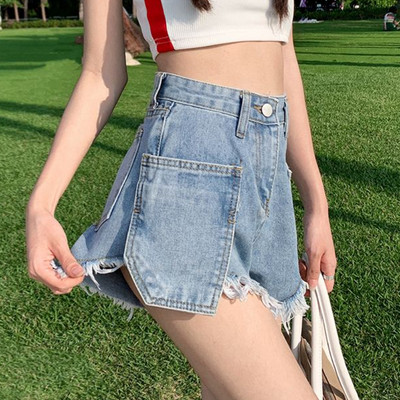 Izplēsti džinsu šorti sievietēm S-5XL ar augstu vidukli, vintage, seksīgi vasaras ikdienas Mujer estētiskās bikses Pamati Vienkārša Ulzzang Mode Jaunums