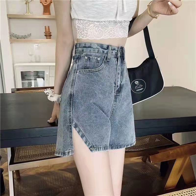 Naiste lühikesed püksid, stiilsed S-5XL, teksadisain vabaaja kõrge vöökohaga suvine, kõik sobivad Lihtsad sirged õpilased, vanad, õrnad küljelõhised Ulzzang