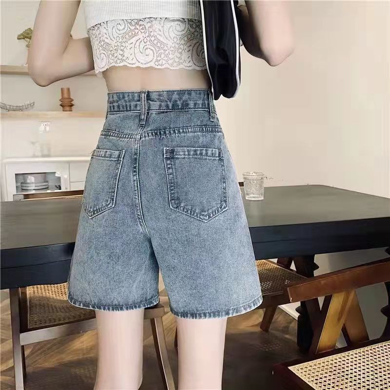 Naiste lühikesed püksid, stiilsed S-5XL, teksadisain vabaaja kõrge vöökohaga suvine, kõik sobivad Lihtsad sirged õpilased, vanad, õrnad küljelõhised Ulzzang