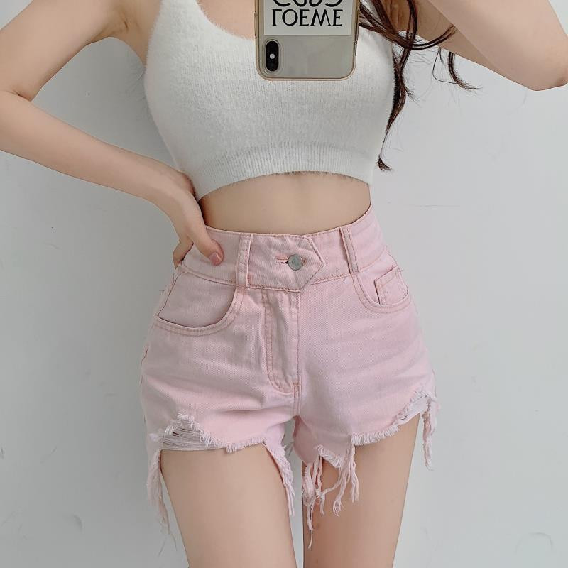S-5XL rozā šorti liela izmēra sieviešu džinsu šorti sānu ikdienas vasaras lielizmēra šorti sieviešu džinsa šorti ar augstu vidukli 2023. gada jaunums