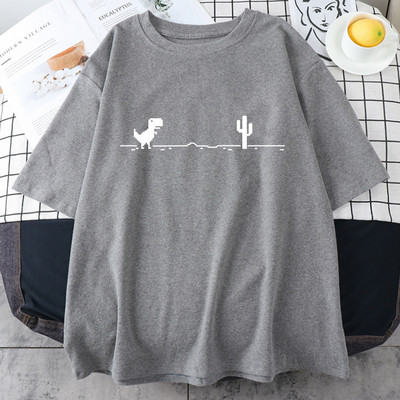 Mosaic Game Cactus Little Dinosaur Muške Crtići kratkih rukava Ležerne kreativne majice Prevelika prozračna muška pamučna odjeća