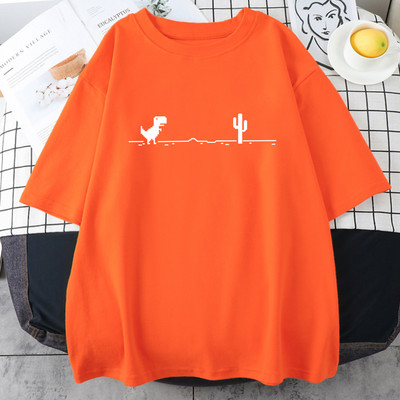 Mosaic Game Cactus Little Dinosaur Muške Crtići kratkih rukava Ležerne kreativne majice Prevelika prozračna muška pamučna odjeća